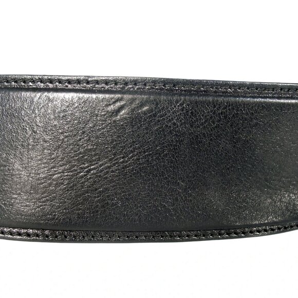 PRADA Wide Leather Belt #4258 Gunmetal Buckle Women's M/L 36/90 (32 - 36 in) - Picture 5 of 11